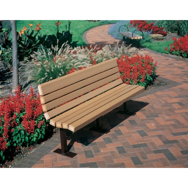 Picture of Contour Bench 8 Ft. Recycled Plastic with Powder Coated Steel, Surface Mount. 