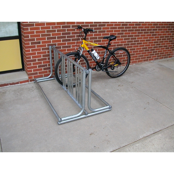 Picture of 8 Space Bicycle Rack 5 foot Galvanized 1 5/8 Inch OD Pipe with 1 Inch OD Stalls, Portable