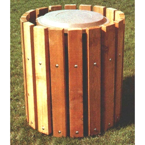 Picture of Trash Receptacle 32 Gallon Southern Yellow Pine, In-Ground Mounting