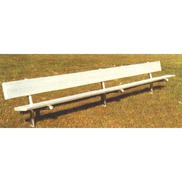 Picture of Aluminum Bench with Back, 15 ft. Aluminum with Welded 2 3/8 inch Galvanized Tube, In Ground Mount.