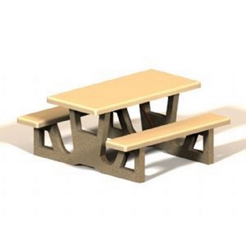 Concrete Rectangular Picnic Table 60 In. Concrete with Exposed Aggregate