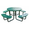 Round Thermoplastic Picnic table 46 In. Plastic Coated Perforated Metal with Powder Coated Steel Tube