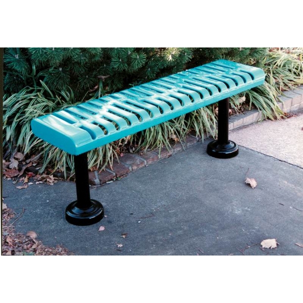 Picture of Bench without Back 4 Ft.  Plastic Coated Ribbed Steel with 2 3/8 In. Galvanized Steel, Surface Mount