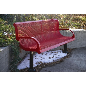Picture of Bench With Back 6 Ft. Plastic Coated Expanded Metal with 2 7/8 In. Galvanized Steel, In-Ground Mount