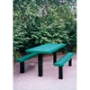 Picture of 6' Rectangular Plastic Coated Perforated Steel Picnic Table with 2 Un-Attached Seats, In-Ground Mount 
