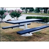 Picture of Rectangular Thermoplastic Picnic Table 6 Ft. Attached Seat Plastic Coated Small Perforated Steel with 4 In. Galvanized Steel Pedestal, In ground Mount