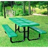Picture of 6 foot Rectangular Picnic Table, Thermoplastic Perforated Steel with Rolled Seats, Welded 2 3/8" Steel Frame