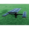 Picture of 6' Rectangular Rolled Edge Perforated Steel Thermoplastic Picnic Table with Attached Seats, In-Ground Mount