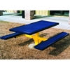 Picture of 6' Rectangular Expanded Metal Thermoplastic Picnic Table with Attached Seats, In-ground Mount