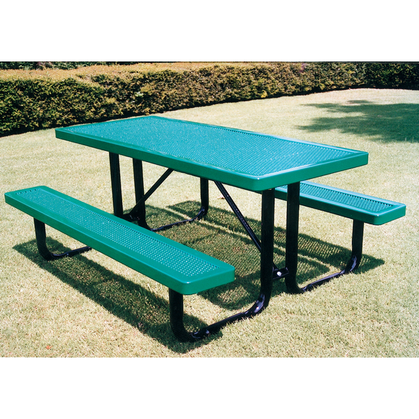 Rectangular Picnic Table 8 Ft. Attached Seats Plastic