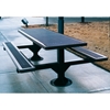 Picture of Rectangular Picnic Table 8 Ft. Attached Seats Plastic Coated Expanded Metal with 4 In. Galvanized Steel Pedestal, Surface Mount