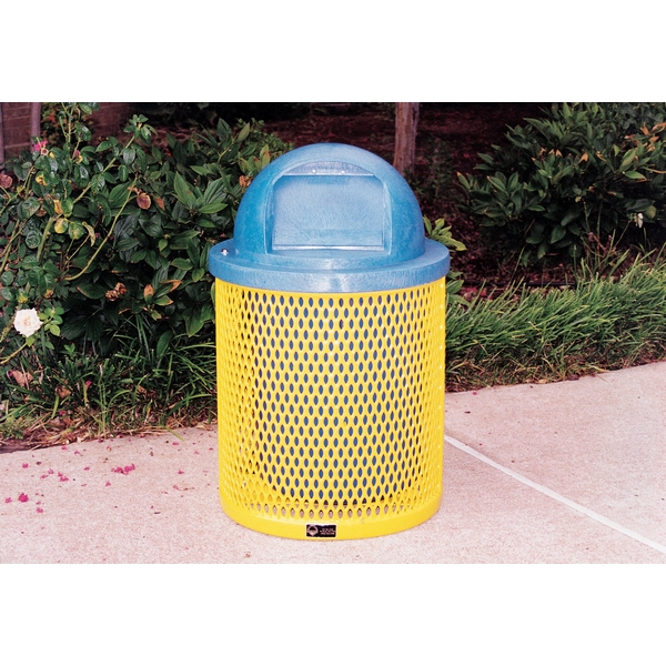 Picture of Standard Trash Receptacle 22 Gallon Plastic Coated Expanded Metal Includes Liner and Dome Top