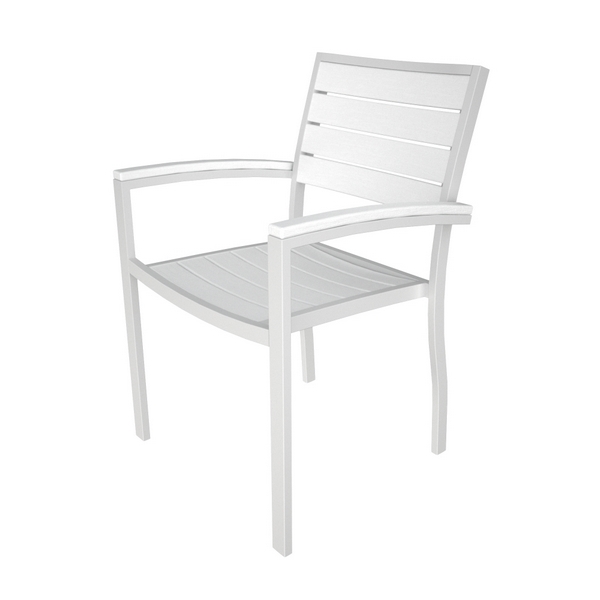Picture of Polywood Euro Style Dining Chair Recycled Plastic Polywood Slats with Aluminum Frame. Set of 2.