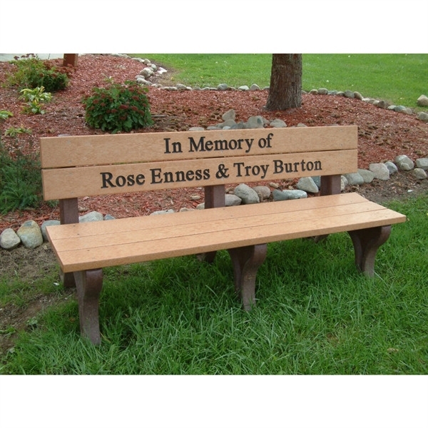 Picture of Custom Memorial Logo Park Bench with Back, Recycled Plastic, 4 ft., 6 ft., 8ft. - 98 lbs. 