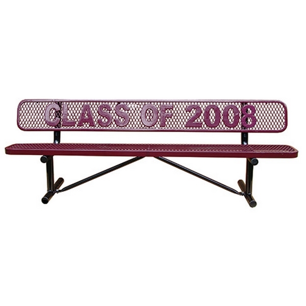 4 Ft. School Logo Memorial Benches with Back Plastic Coated Expanded Steel