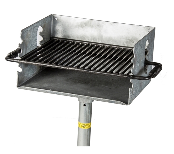 Galvanized Park Grill with Flip Style 300 Square In. Cook Surface with Galvanized Welded Steel with 2 3/8 In. Pedestal
