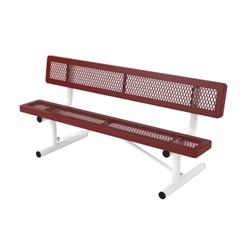 Picture of Bench with Back 6 Ft. Plastic Coated Expanded Metal with 2 3/8 In. Galvanized Tube, Portable