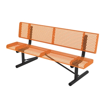 Picture of Bench With Back 6 Ft. Plastic Coated Rolled Expanded Metal with 2 3/8 In. Galvanized Steel, Portable