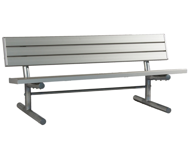 Picture of Bench with Back 8 Foot Aluminum with 2 3/8 Inch Galvanized Tube, Portable
