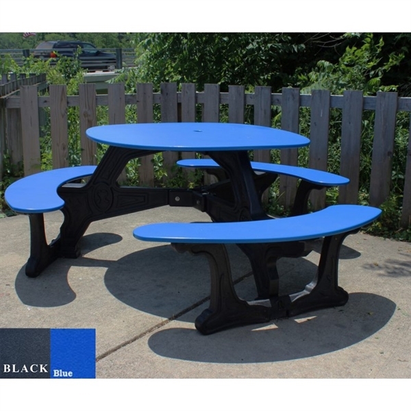 46 Round Recycled Plastic Picnic Table, Round Plastic Table With Umbrella Hole