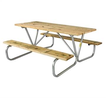 6 Ft. Rectangular Wooden Picnic table with 1-5/8 In. Galvanized Steel Frame