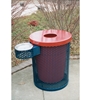 Picture of Perforated Trash Receptacle with Ash Tray 32 Gallon Plastic Coated Perforated Steel Includes Liner and Flat Top