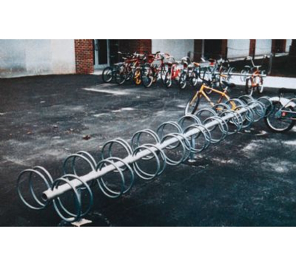 Picture of 4 Space Circle Bike Rack 5 Ft. Powder Coated 5/8” Steel Rod, 2 3/8” OD Frame, Surface Mount or In-Ground