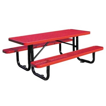 Picnic Table Rectangle 6 Ft. Plastic Coated Expanded Metal with Powder Coated 2 3/8 In. Steel Tube