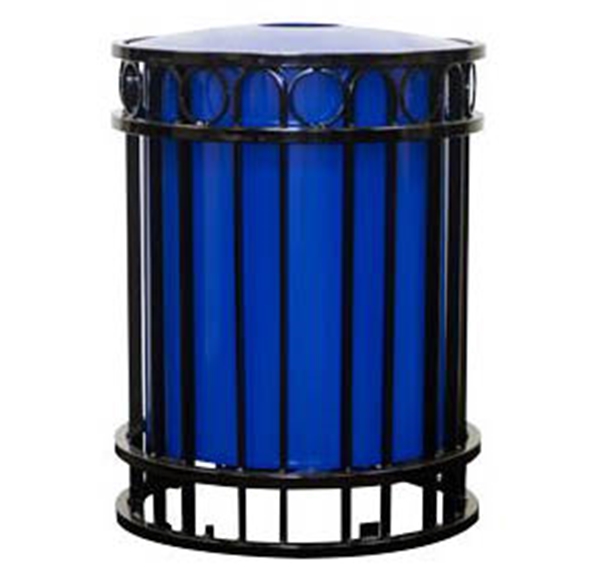 Picture of Trash Can, 32 Gallon Round Powder Coated Steel with Flat Top, Portable