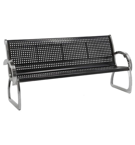 4 Ft. Black and Stainless Steel Bench with Back