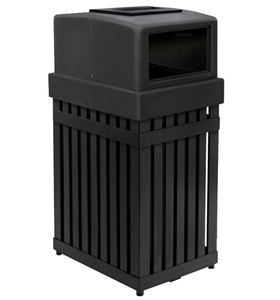 Steel Trash Can with Ashtray, 25 Gallons, Portable 60 lbs. - Picnic  Furniture