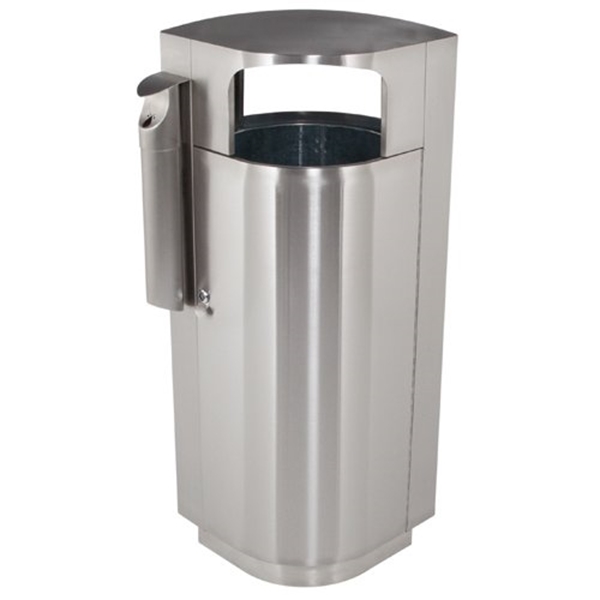 20 Gallon Stainless Steel Trash Can with Cigarette Receptacle