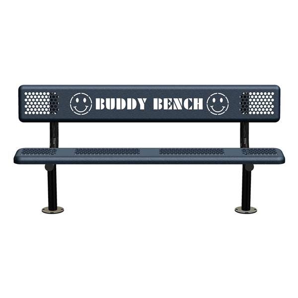 Picture of 8 Ft. Buddy Bench with Back, Perforated Steel, 168 lbs.