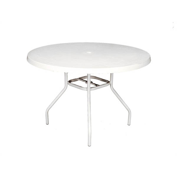 Picture of Quick Ship Round 48" Fiberglass Dining Table with 1" Round Aluminum Frame, White