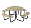 Picture of Quick Ship Round Thermoplastic Picnic Table 46" Top & Two Attached Seats Plastic Coated Expanded Metal with 2" Galvanized Steel Frame