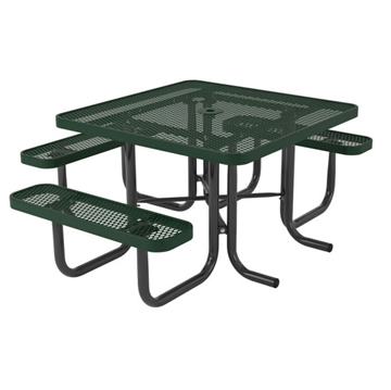 Picture of 46" Square Thermoplastic Picnic Table with 3 Attached Seats, Portable