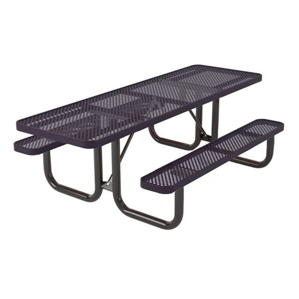Picture of 8 Foot ADA Compliant Rectangular Picnic Table, Thermoplastic Coated Perforated Metal with 2 3/8" Steel Frame, Portable