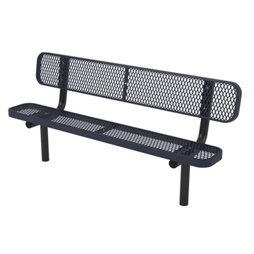 Picture of 6 Ft. Thermoplastic Coated Metal Bench with Back and 2 3/8" Steel Legs, Portable, Surface Mount, or Inground