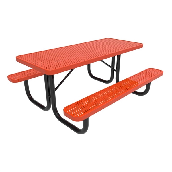 Picture of RHINO 8 Ft. Picnic Table, Polyolefin Rectangular Top & Seats, Perforated Steel, Portable, 271 lbs.