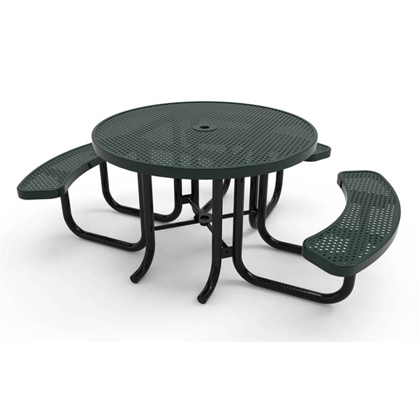 Picture of RHINO Round Picnic Table, 3 Seats for Wheelchair Access, Polyolefin Perforated Metal, Portable, 233lbs.