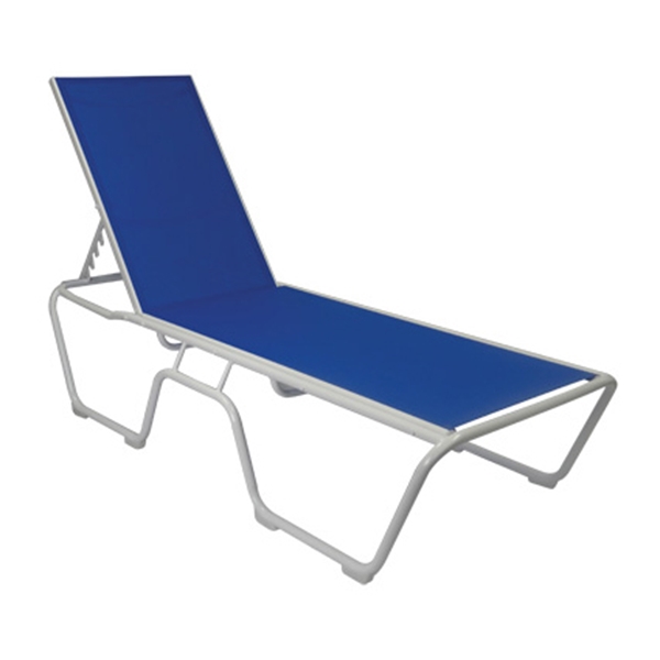 Picture of Quick Ship St. Maarten Sling Chaise Lounge with White Powder Coated Aluminum Frame, 19lbs.