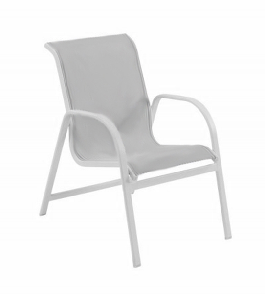 Picture of Quick Ship Ocean Breeze Sling Dining Chair with Sling Fabric and  Aluminum  Frame. Commercial Sling Pool Furniture. 