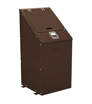 32 gal. Square Trash Receptacle with Bear Proof Lid, Plastic Coated Steel