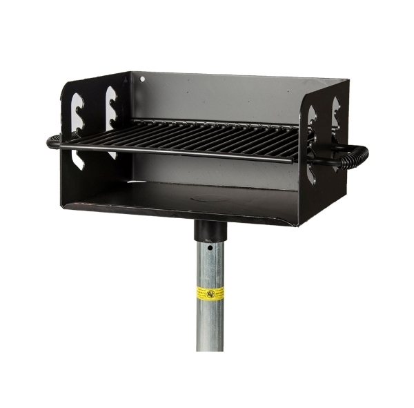 Park Grill 300 Square In. Welded Steel with 2 3/8 In. Pedestal, In-ground Mount