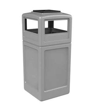42 Gallon Square Receptacle with Dome Top Ash-tray Lid, Portable 25 Lbs. 
