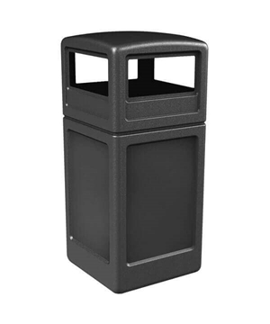 42 Gallon Square Receptacle with Dome Top - Black 