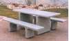 7 Ft. ADA Concrete Rectangular Picnic Table with Detached Benches, 2620 Lbs.