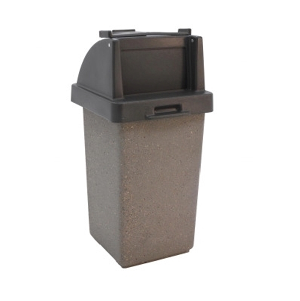30 Gallon Concrete Trash Receptacle with Push Door Lid and Tray Holder, 280 Lbs.