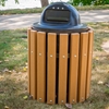 32 Gallon Slatted Recycled Plastic Trash Can, 102 Lbs.
