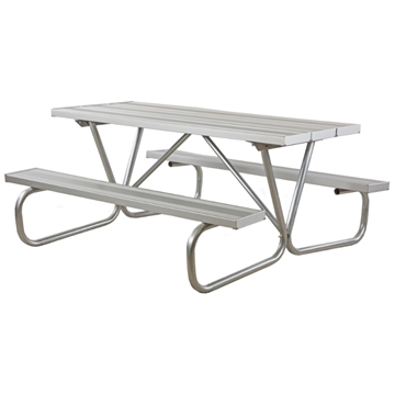 Aluminum Picnic Table 6 Ft. Rectangular with Bolted 1 5/8 In. Galvanized Tube, Portable